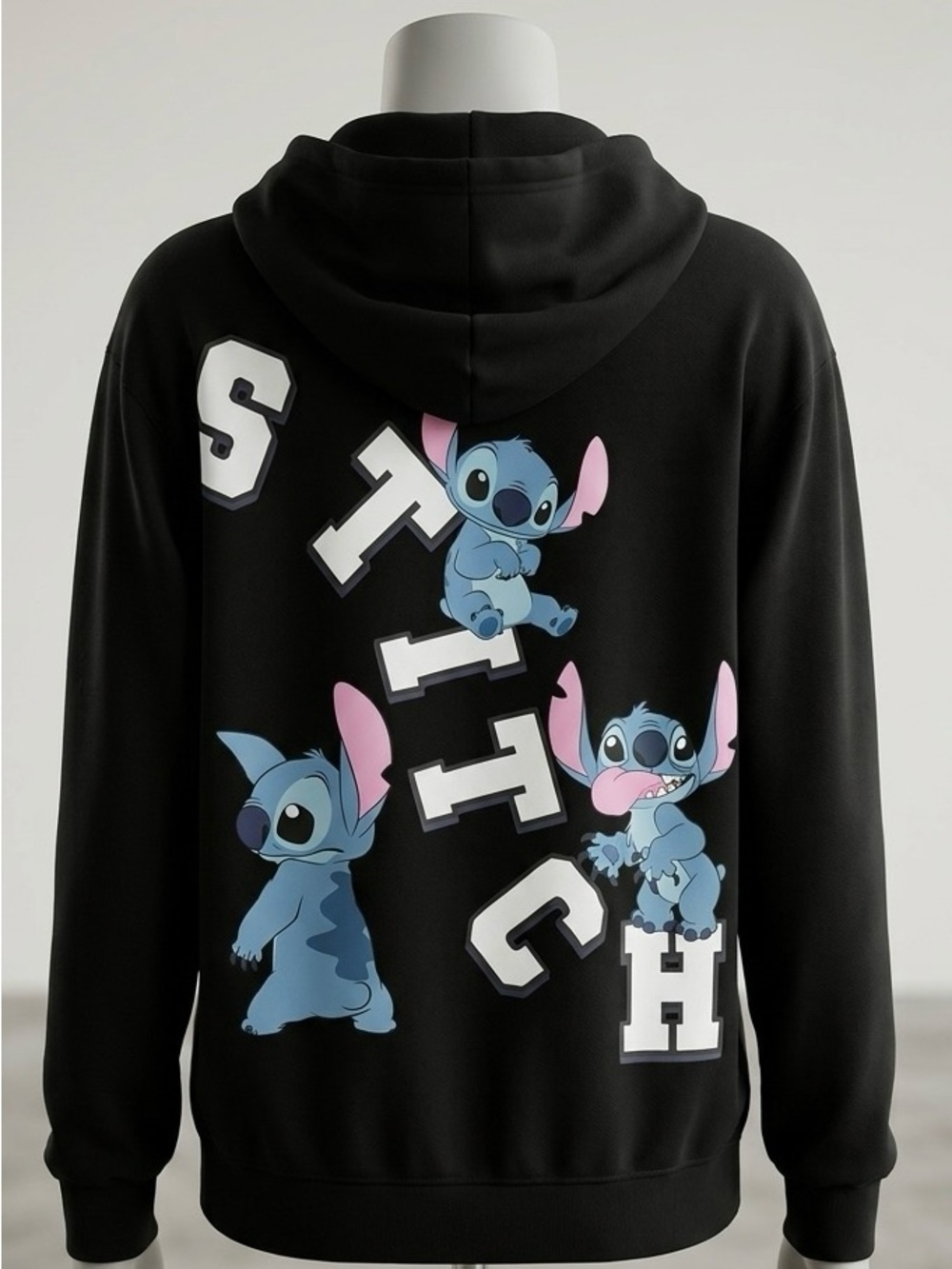 Disney Stitch Hoodie 2X Black Graphic Y2K Lilo & Stitch Disneycore